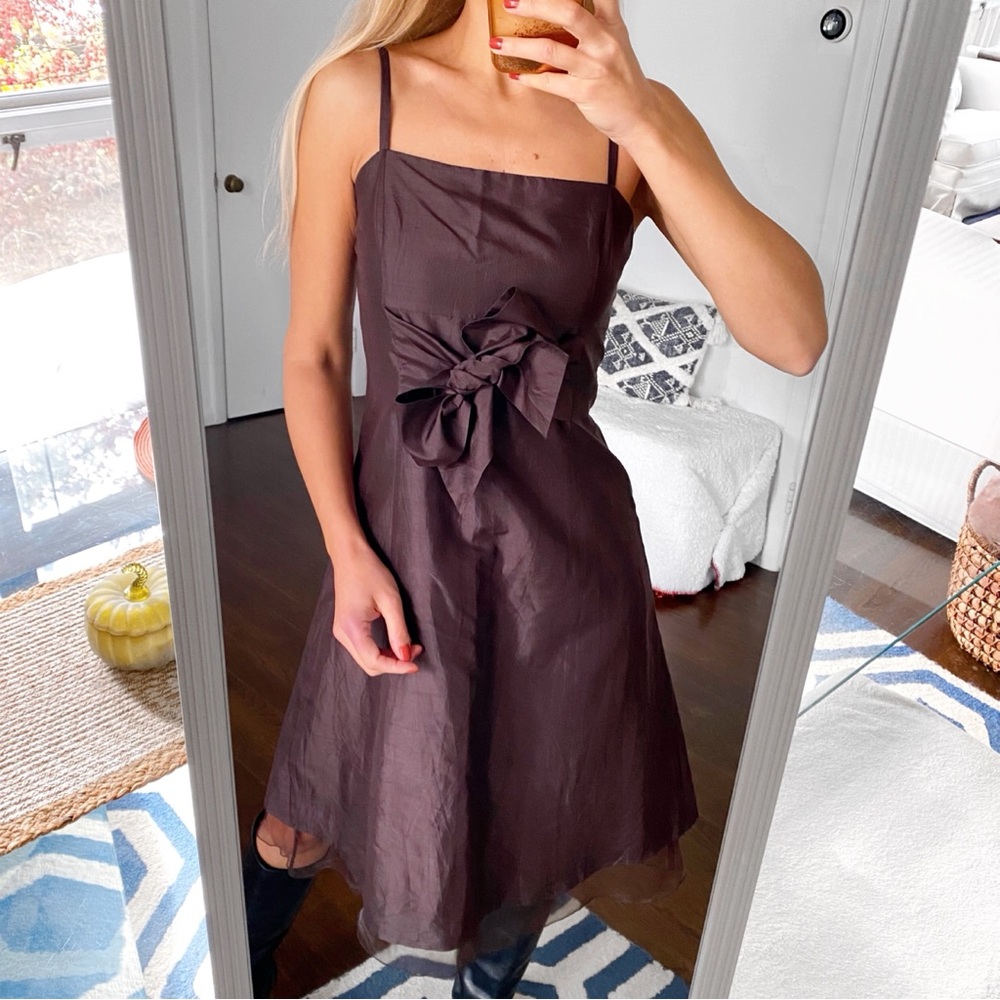 🤎 DAMIANI BROWN BOW FESTIVE HOLIDAY DRESS!